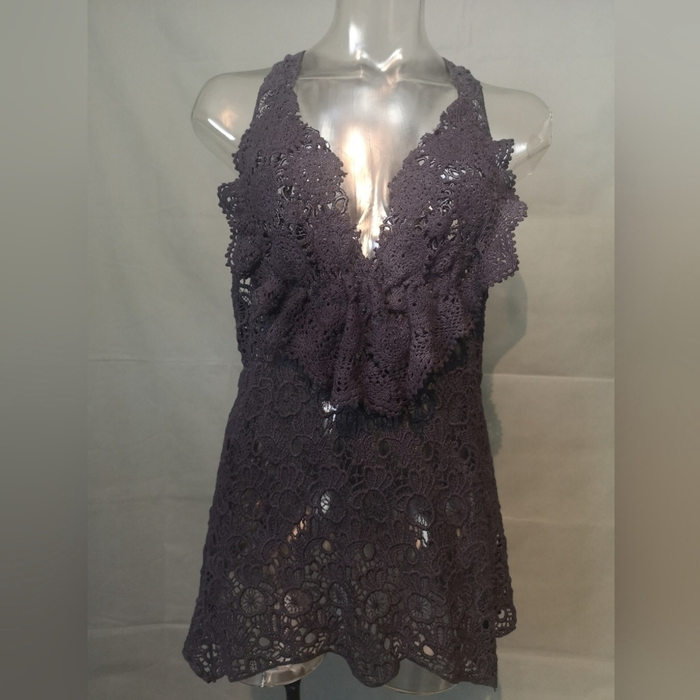 Upcycled Crochet Lace Ruffle Top - Picture 8 of 8
